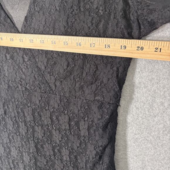 VTG 90s Ice Silk Dress 2XL Wrap Lace Sheer Flowy Skater Whimsigoth Feminine ** - Picture 9 of 14